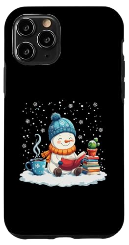 Hülle für iPhone 11 Pro Gemütlicher Schneemann Lesebuch Liebhaber Weihnachten Bücherwurm Bibliothekar von funny Winter Snowman Reading Book Xmas snowman tee