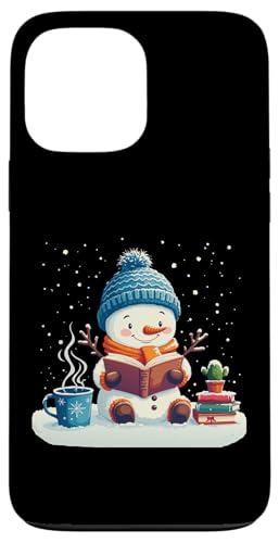 Hülle für iPhone 13 Pro Max Niedlicher Schneemann Lesebuch Liebhaber Weihnachten Bücherwurm Bibliothekar von funny Winter Snowman Reading Book Xmas snowman tee