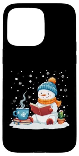 Hülle für iPhone 15 Pro Max Niedlicher gemütlicher Schneemann Lesebuch Winterliebhaber Xmas Schneemann von funny Winter Snowman Reading Book Xmas snowman tee