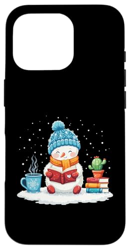 Hülle für iPhone 16 Pro Niedlicher Winter-Schneemann, Lesebuch, Liebhaber, Weihnachtsschneemann von funny Winter Snowman Reading Book Xmas snowman tee