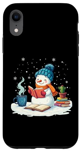 Hülle für iPhone XR Gemütlicher Schneemann Lesebuch Liebhaber Weihnachten Bücherwurm Bibliothekar von funny Winter Snowman Reading Book Xmas snowman tee