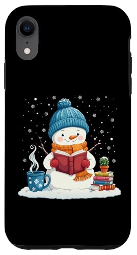 Hülle für iPhone XR Niedlicher Schneemann Lesebuch Liebhaber Weihnachten Bücherwurm Bibliothekar von funny Winter Snowman Reading Book Xmas snowman tee