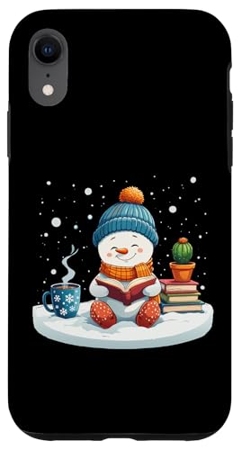 Hülle für iPhone XR Niedlicher Winter-Schneemann Lesebuch und Teeliebhaber Xmas Schneemann von funny Winter Snowman Reading Book Xmas snowman tee