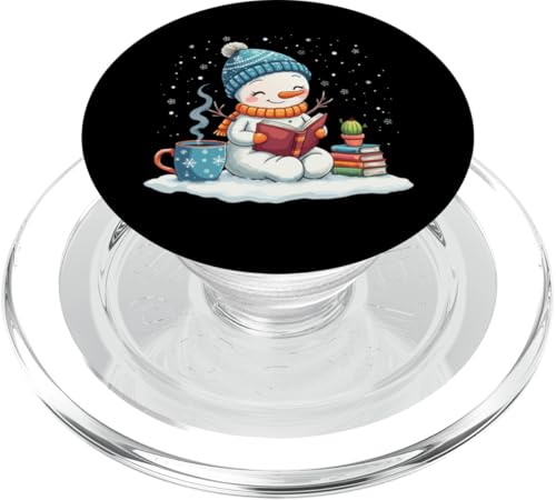 Niedlicher gemütlicher Schneemann Lesebuch Winterliebhaber Xmas Schneemann PopSockets PopGrip für MagSafe von funny Winter Snowman Reading Book Xmas snowman tee