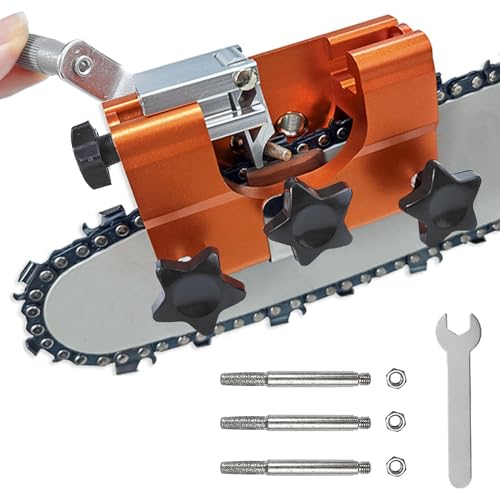 gaoduanluoluo Kettensäge Schärfgerät, Tragbar Handkurbeln Sägekettenschärfgerät, Kettenschärfgerät Kit mit 3 Schleifköpfen für Alle Arten Von Kettensägen von gaoduanluoluo