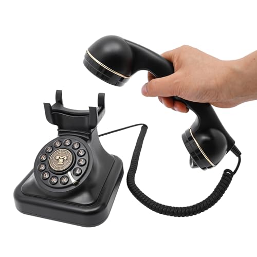 Schnurgebundene Vintage-Telefon Festnetztelefon Antike Deko Retro-Stil Druckknopf Telefon Antik-Telefon mit Wählscheibe,als dekoratives Element für Geschenke/Wohnzimmer/Arbeitszi,Schwarz von gegeweeret