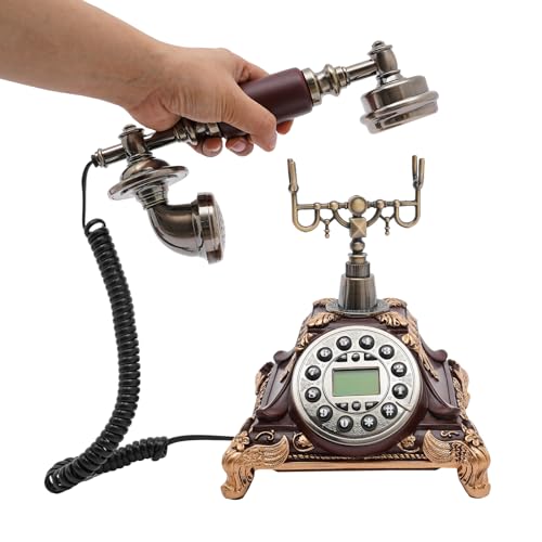 Schnurgebundene Vintage-Telefon Festnetztelefon Antike Deko Retro-Stil Druckknopf Telefon Antik-Telefon mit Wählscheibe,als dekoratives Element für Geschenke/Wohnzimmer/Arbeitszi von gegeweeret