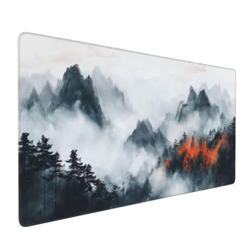 Berg Wald Mauspad, Large XXL Mouse Pad 1000x500x3mm Tastatur Matte, Groß Vernähte Kanten WassXerdicht Anti-Rutsch Mauspad, Erweiterter Schreibtisch Schutz Mauspad für Geschenk Weiblich Office k-67 von generic