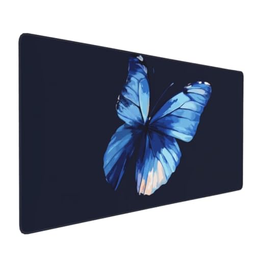 Blau Schmetterling Mauspad XXL, Großes Mousepad 1400x600x3mm Rutschfeste Schreibtischunterlage, Präzises und langlebiges Large Mouse pad,Precision Rutschfeste Gummibasis, für Mauspad Home Office k-796 von generic