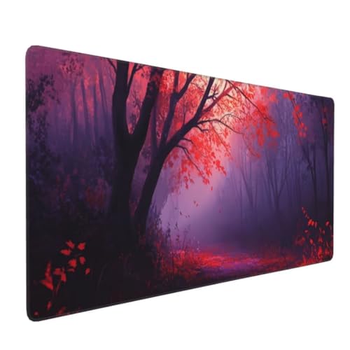 Herbst Wald Mauspad, Large XXL Mouse Pad 1000x600x3mm Tastatur Matte, Groß Vernähte Kanten WassXerdicht Anti-Rutsch Mauspad, Erweiterter Schreibtisch Schutz Mauspad für Geschenk Weiblich Office k-409 von generic