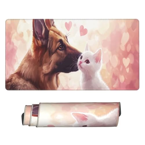 Hund Katze Gaming Mauspad XXL, Großes Mousepad 900x400x3mm rutschfeste Schreibtischunterlage, Präzises und langlebiges Large Mouse pad rutschfeste Gummibasis, für Gaming Mauspad Home Office H274 von generic