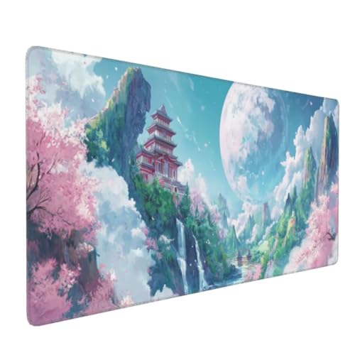 Landschaft See Mauspad,Large XXL Mouse Pad 900x400x3mm Tastatur Matte, Groß Vernähte Kanten WassXerdicht Anti-Rutsch Mauspad,Erweiterter Schreibtisch Schutz Mauspad für Geschenk Weiblich Office k-529 von generic