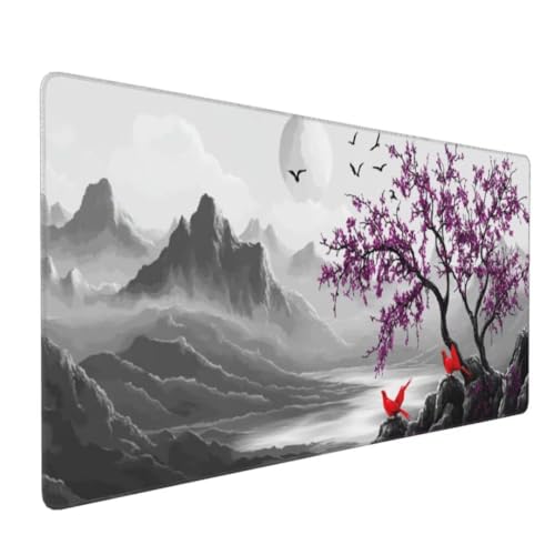 Lila Baum Mauspad, Large XXL Mouse Pad 1200x600x3mm Tastatur Matte, Groß Vernähte Kanten WassXerdicht Anti-Rutsch Mauspad, Erweiterter Schreibtisch Schutz Mauspad für Geschenk Weiblich Office k-715 von generic