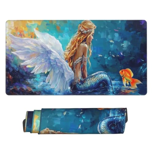 Mädchen Flügel Gaming Mauspad XXL, Großes Mousepad 800x300x3mm rutschfeste Schreibtischunterlage, Präzises und langlebiges Large Mouse pad rutschfeste Gummibasis, für Gaming Mauspad Home Office H666 von generic