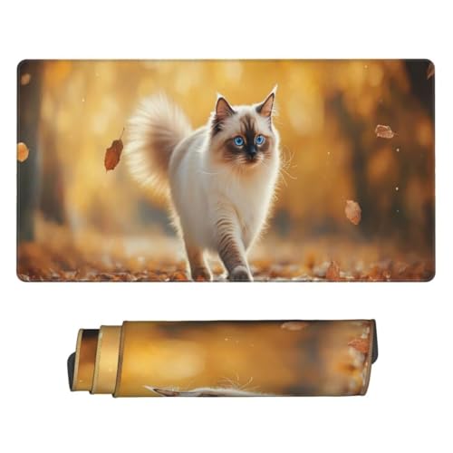 Niedlich Katze Gaming Mauspad XXL, Großes Mousepad 700x300x3mm rutschfeste Schreibtischunterlage, Präzises und langlebiges Large Mouse pad rutschfeste Gummibasis, für Gaming Mauspad Home Office H98 von generic