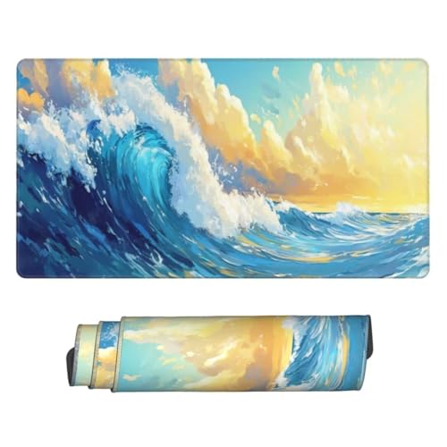 Wellen Wolken Gaming Mauspad XXL, Großes Mousepad 700x300x3mm rutschfeste Schreibtischunterlage, Präzises und langlebiges Large Mouse pad rutschfeste Gummibasis, für Gaming Mauspad Home Office H234 von generic