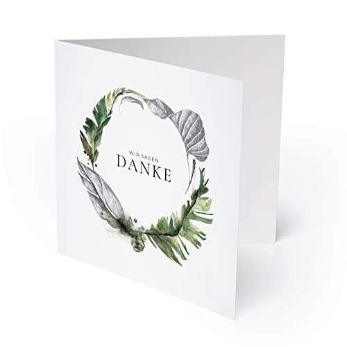 (20 x) Silberne Hochzeit Danksagungskarten Silberhochzeit 25 Jahre Dankeskarte - Blumenkranz von gestaltenlassen.com