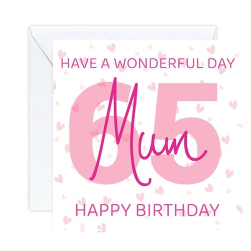 Geburtstagskarte "Happy 65 65th Birthday Mum", Alter (Umschlag im Lieferumfang enthalten) von gfc