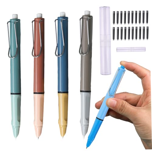 ggtuyt 5pcs Retractable Fountain Stift Press Typ Nachfüllbares Schreibstift Press Stift mit 20 schwarzen Tinten und 2 Stiftkoffer Smooth Writing Malers School für Jungen OfficeProducts von ggtuyt