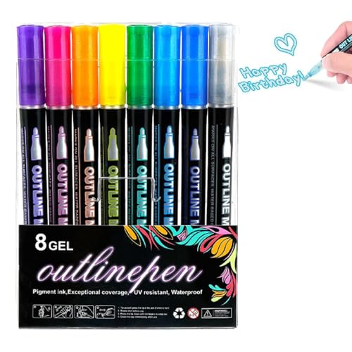 gifyym Schimmerstifte - 8 Farben Schreib Und Zeichenstifte | Marker Stifte Metallischen Marker | Scrapbook Zubehör | Marker Stifte Set Für Fotoalbum Zum Selbstgestalten von gifyym