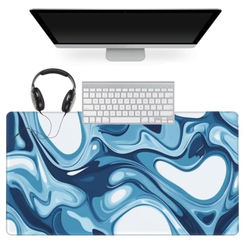 Blau Mauspad 800 x 400mm, Mousepad XXL Schreibtischunterlage Weiß Mouse Pad, Wasserdicht und Rutschfest Gaming Mauspad, Verbessert Präzision und Geschwindigkeit, Mauspads für Pc Gaming Zubehör qw974 von gonuoenq