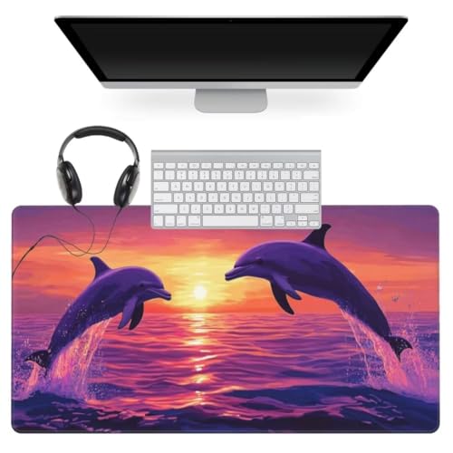 Delfin Mauspad 1200 x 600mm,Mousepad XXL Schreibtischunterlage Meer Mouse Pad,Wasserdicht und Rutschfest Gaming Mauspad,Verbessert Präzision und Geschwindigkeit,Mauspads für Pc Gaming Zubehör qw876 von gonuoenq