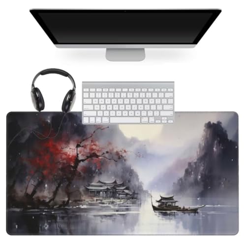 Japan Mauspad 800 x 300mm, Mousepad XXL Schreibtischunterlage Landschaft Mouse Pad, Wasserdicht und Rutschfest Gaming Mauspad, Verbessert Präzision, Gaming-Mauspads für Pc und Gaming Zubehör qw996 von gonuoenq