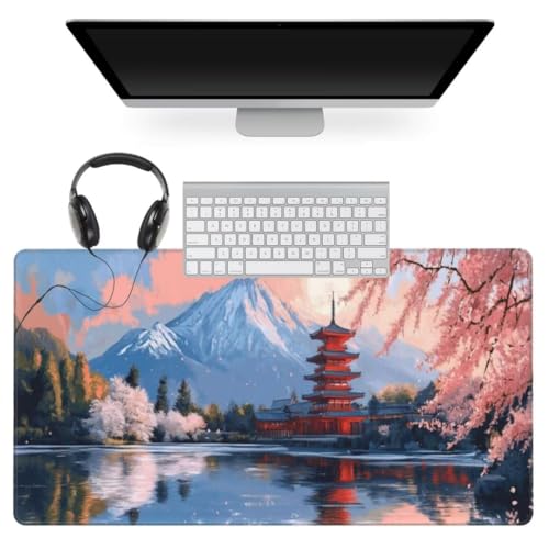 Japanischer Mauspad 1200 x 600mm, Mousepad XXL Schreibtischunterlage Landschaft Mouse Pad, Wasserdicht Rutschfest Gaming Mauspad, Verbessert Präzision, Gaming-Mauspads für Pc und Gaming Zubehör qw778 von gonuoenq