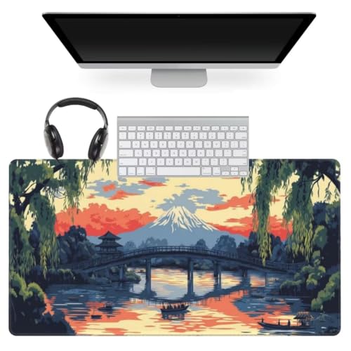 Japanischer Wind Mauspad 1600 x 800mm, Mousepad XXL Schreibtischunterlage Landschaft Mouse Pad, Gaming Mauspad Verbessert Präzision und Geschwindigkeit, Gaming-Mauspads für Pc und Gaming Zubehör qw946 von gonuoenq