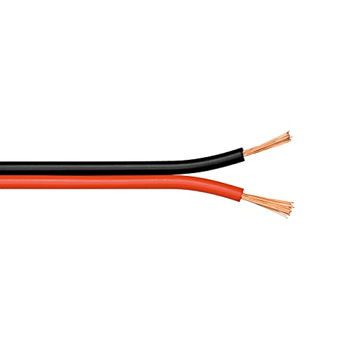 Goobay 15086 Lautsprecherkabel 2x0,5mm² Kupfer Litze / Boxenkabel Audio Kabel Meterware / Speaker Cable Kupferkabel Rot Schwarz / Subwoofer Kabel 100m von goobay