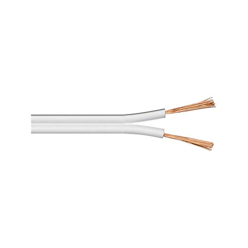 Goobay 15101 Lautsprecherkabel 2x0,5mm² Kupfer Litze / Boxenkabel Audio Kabel Meterware / Speaker Cable Kupferkabel Weiß / Subwoofer Kabel 100m von goobay