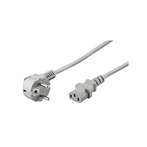 Goobay 50076 Kaltgerätekabel 2m / 90 Grad C13 Kaltgerätebuchse & Schutzkontaktstecker / Universelles PC Monitor PC Stromkabel C13 Winkelstecker Netzkabel / Grau / 2m von goobay