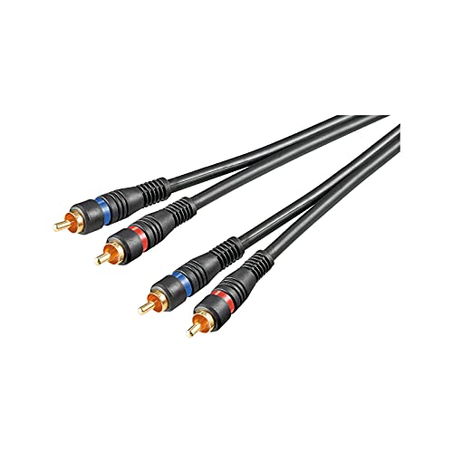 Goobay 50119 Stereo Cinchkabel 3m / 2x Cinch-Stecker auf 2x Cinchstecker / RCA Kabel Subwoofer Kabel für Blu Ray Verstärker HiFi Stereo / Cinch Kabel 3m / Schwarz von goobay