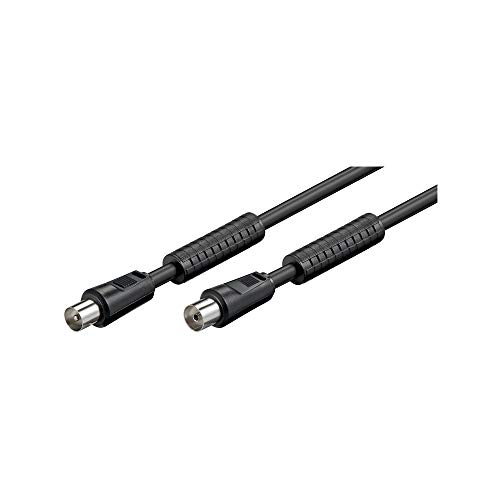 Goobay 50728 Antennenkabel 1,5m / Koax Stecker auf Koax Buchse / SAT Kabel 80 dB Koaxialkabel Satellitenkabel / 2fach geschirmt / TV Kabel mit Ferrit / Schwarz / Fernsehkabel 1,5m von goobay