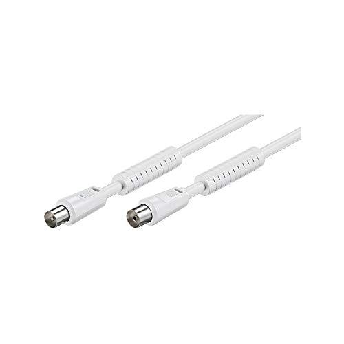 Goobay 50742 Antennenkabel 3,5m / Koax Stecker auf Koax Buchse / SAT Kabel 80 dB Koaxialkabel Satellitenkabel / 2fach geschirmt / TV Kabel mit Ferrit / Weiß / Fernsehkabel 3,5m von goobay