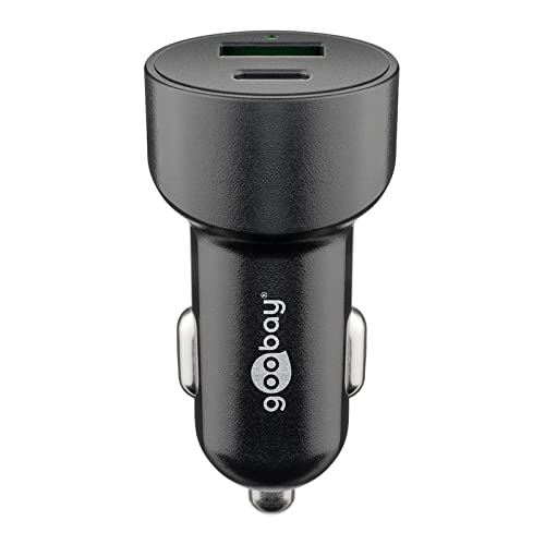 Goobay 61739 - Dual-USB Auto Ladegerät/Schnellladung USB 3.0 und USB-C/KFZ - Zigarettenanzünder Adapter mit Power Delivery 45W bei 12-24V von goobay