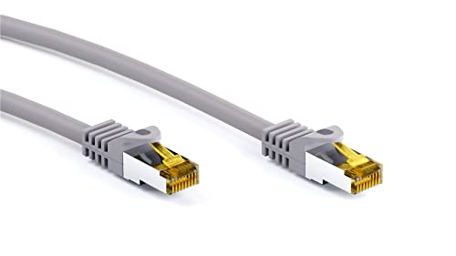 Goobay 91666 RJ45 Patchkabel CAT 6A S/FTP (PiMF) mit CAT 7 Rohkabel / 500 MHz Netzwerkkabel / Internetkabel RJ 45 Stecker / LAN Kabel Grau 25m von goobay