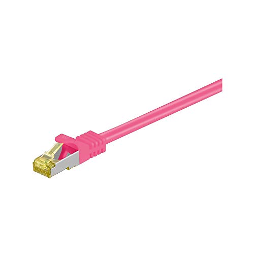 Goobay 91677 RJ45 Patchkabel CAT 6A S/FTP (PiMF) mit CAT 7 Rohkabel / 500 MHz Netzwerkkabel / Internetkabel RJ 45 Stecker / LAN Kabel / Magenta 30m von goobay