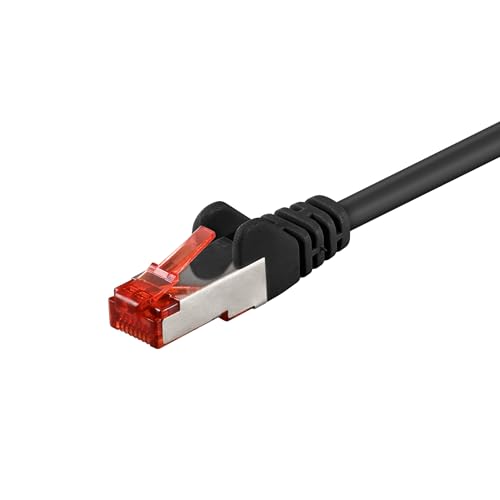 Goobay 92743 CAT 6 Kabel Lan Netzwerkkabel für Gigabit Ethernet S-FTP doppelt geschirmtes Patchkabel mit RJ45 Stecker, 0,25m, Schwarz von goobay