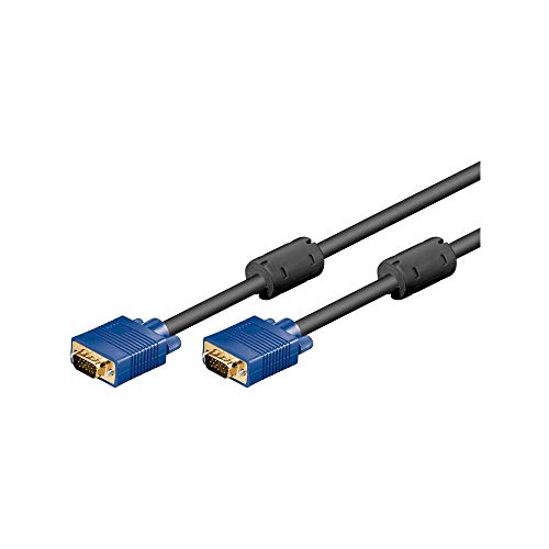 Goobay 93368 VGA auf VGA Kabel 1,8m / Monitorkabel / Full HD SVGA Bildschirmkabel / VGA Stecker 15 polig vergoldet / 2x Ferritkern Monitor Kabel / Blau / 1,8 Meter von goobay