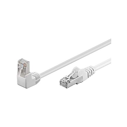 Goobay 94183 CAT.5e F/UTP Patch-Kabel 90° nach oben gewinkelt, gerade / oben gewinkeltes Netzwerkkabel, doppelt geschirmt, 10 Meter, weiß von goobay