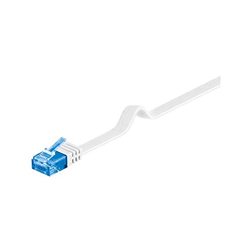 Goobay 96380 CAT 6A Kabel Flachkabel / U/UTP Patchkabel / 500 MHz Netzwerkkabel flach / RJ45 Stecker Internetkabel / Flaches LAN Kabel 15m / Weiß / 15 Meter von goobay