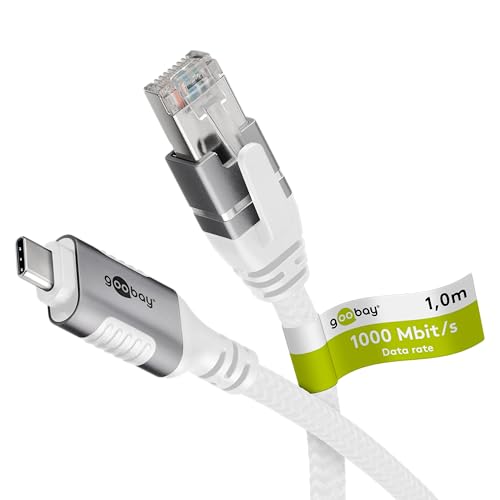 goobay 1m LAN zu USB Kabel 1 Gbit Datenübertragung - USB C 3.1 auf RJ45 Ethernet CAT 6 Kabel verbindet Router und Smartphone - LAN Kabel Adapter für Laptop & Macbook - LAN Adapter USB C - 74165 von goobay