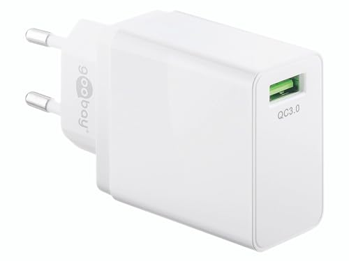 goobay 44955 Quick Charge (QC 3.0) USB Ladegerät 18W, Schnellladegerät lädt bis zu 4X schneller, weiß von goobay