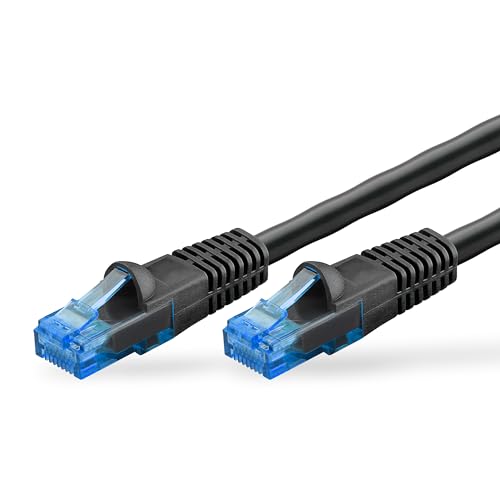 goobay 55433 Outdoor Patchkabel CAT 6 Kabel / 2fach PE Mantel Wasserdicht / RJ45 Stecker Ethernet Kabel Kupfer / Außenbereich Netzwerkkabel 15m / Schwarz / LAN Kabel 15m von goobay