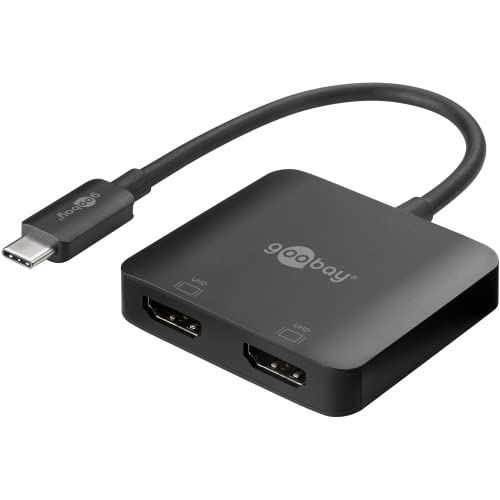 goobay 60173 USB C auf HDMI Adapter / 4K @ 60Hz USB Verteiler Laptop auf 2 Monitore / 2Port HDMI Hub 32,4 Gbits/HDMI Dockingstation/Schwarz von goobay