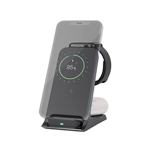 goobay 60217 3 in 1 Wireless Charger - Kabellose QI Ladestation mit bis zu 15 Watt Leistung für 3 Geräte gleichzeitig von goobay