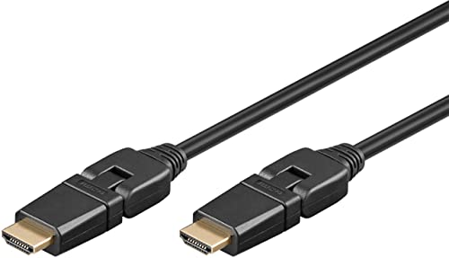 goobay 61286 High Speed HDMI 360° Kabel mit Ethernet/HDMI 360° Stecker Typ A/Drehbare HDMI Stecker/Bildschirmauflösung bis 4K@60Hz (Ultra HD 2160p) / Vergoldete Stecker / 2 Meter von goobay