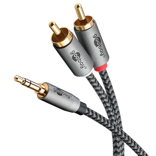 goobay 65289 Stereo Cinch auf Klinke 3,5 Aux Kabel 3m/ HiFi Audio Aux Kabel für Smartphone; Konsole; Anlage/Textilmantel/vergoldet von goobay