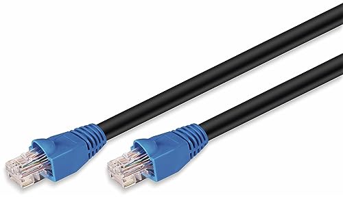 goobay 94396 Outdoor Patchkabel CAT 6 Kabel / 2fach PE Mantel Wasserdicht / RJ45 Stecker Ethernet Kabel / Außenbereich Netzwerkkabel 60m / Schwarz / LAN Kabel 60m von goobay